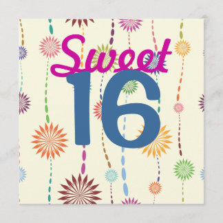 leuke sweet 16 abstracte bloemensnoeren kaart