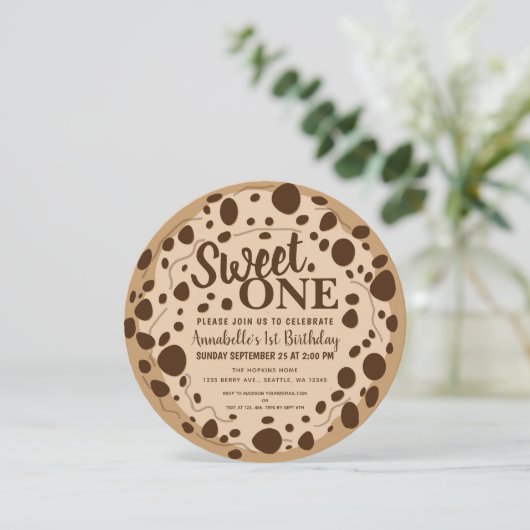 Leuke Sweet One Cookie Kinder Eerste Verjaardag Kaart (Staand voorkant)