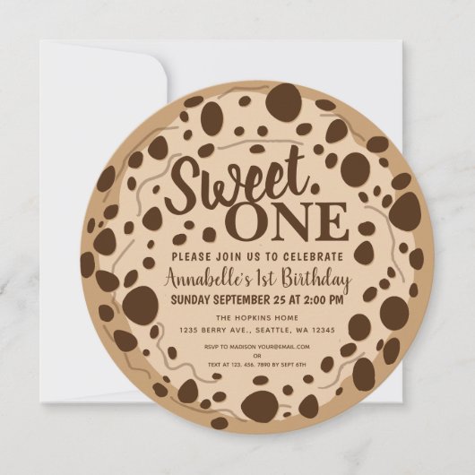 Leuke Sweet One Cookie Kinder Eerste Verjaardag Kaart (Voorkant)