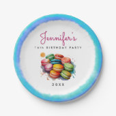 Leuke Sweet Sixteen Kleurrijke Blue Macaron Waterv Papieren Bordje (Voorkant)