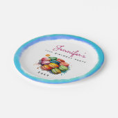 Leuke Sweet Sixteen Kleurrijke Blue Macaron Waterv Papieren Bordje (Gekanteld)