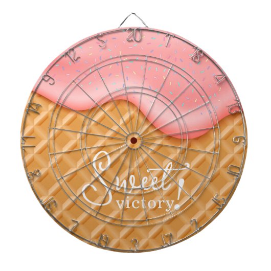 Leuke Sweet Victory Ice Cream Cone Sprinkles Roze Dartbord (Voorkant)