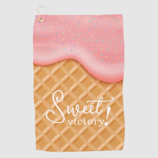 Leuke Sweet Victory Ice Cream Cone Sprinkles Roze Golfhanddoek (Voorkant)