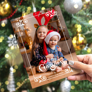 Leuke Swirly Christmas Border Vrolijke Kerstfoto Feestdagenkaart