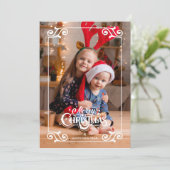 Leuke Swirly Christmas Border Vrolijke Kerstfoto Feestdagenkaart (Staand voorkant)