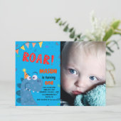 Leuke T-Rex Dinosaurus Foto Kinderen Verjaardag Kaart (Staand voorkant)