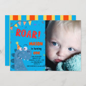 Leuke T-Rex Dinosaurus Foto Kinderen Verjaardag Kaart (Voorkant / Achterkant)