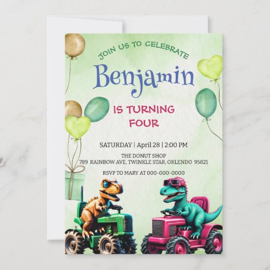 Leuke T rex dinosaurus tractor vrachtwagen ballon (Voorkant)