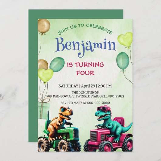 Leuke T rex dinosaurus tractor vrachtwagen ballon  (Voorkant / Achterkant)