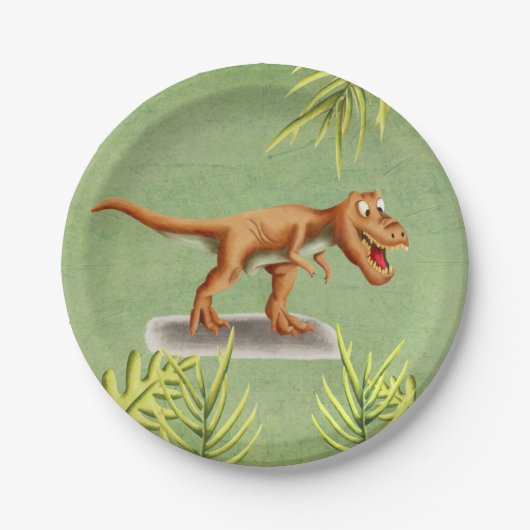 Leuke T-Rex Kinderfeestje Papieren Bordje (Voorkant)