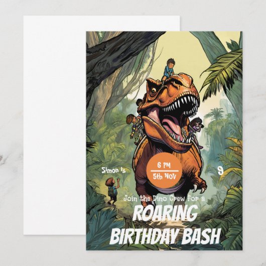 Leuke T-Rex Ride, doe mee aan het Dino-avontuur! B Kaart (Voorkant / Achterkant)