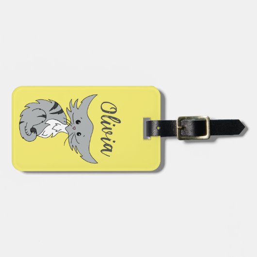 Leuke Tabby Cat gepersonaliseerd Bagagelabel (Voorkant horizontaal)