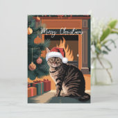 Leuke  Tabby Cat kerstkaart (Staand voorkant)