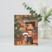 Leuke  Tabby Cat kerstkaart (Staand voorkant)