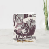 Leuke Tabby Cat kerstkaart Feestdagen Kaart (Voorkant)