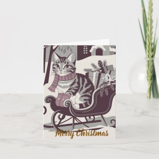 Leuke  Tabby Cat kerstkaart Feestdagen Kaart (Voorkant)