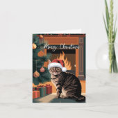 Leuke Tabby Cat kerstkaart Feestdagen Kaart (Voorkant)