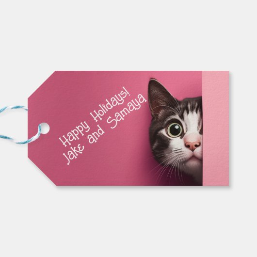 Leuke Tabby Kat Peeks Cadeaulabel (Achterkant Horizontaal)