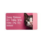 Leuke Tabby Kat Peeks Etiket (Voorkant)