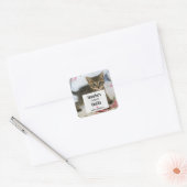 Leuke Tabby Kitten Photo Candle Business Vierkante Sticker (Envelop)