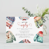 Leuke Tacky Ugly Christmas Sweater Party Kaart (Staand voorkant)