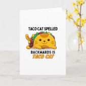 Leuke taco kat, grappige taco kat, taco en kattenl kaart (Gele Bloem)