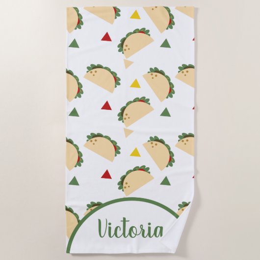 Leuke Taco Naam Confetti Strandhanddoek Strandlaken (Voorkant)