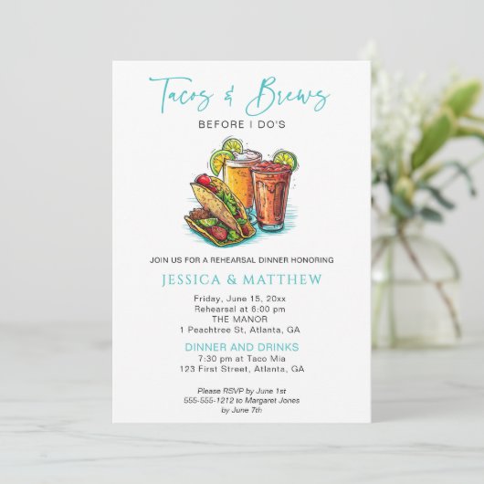 Leuke taco's en brouwsels voor het repetitiediner  kaart (Staand voorkant)