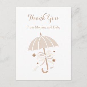 Leuke Tan Paraplu en Bow Baby shower Dank u Briefkaart