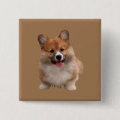 Leuke Tan Welsh Corgi Square Button (Voorkant)