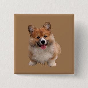 Leuke Tan Welsh Corgi Square Button