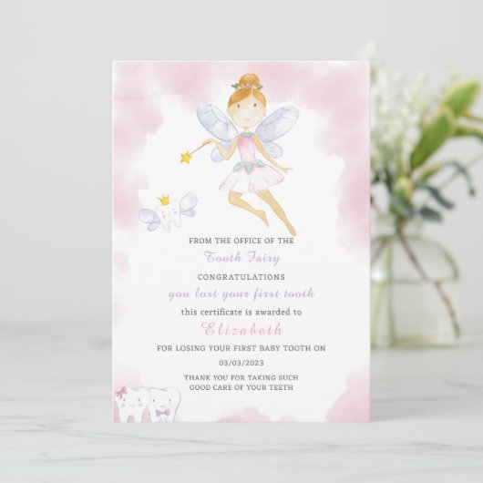 Leuke Tand Fairy Letter Kaart (Staand voorkant)