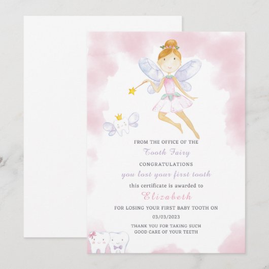 Leuke Tand Fairy Letter Kaart (Voorkant / Achterkant)