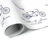Leuke tandem fiets en liefde banner bruiloft cadeaupapier (Rol Hoek)