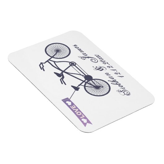 Leuke tandem fiets en liefde banner bruiloft magneet (Rechterzijde)