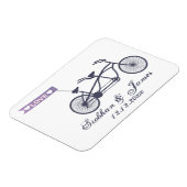 Leuke tandem fiets en liefde banner bruiloft magneet (Linkerzijde)