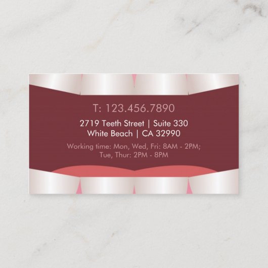 Leuke Tanden Open Mond Modern Tandarts Visitekaart Visitekaartje (Achterkant)