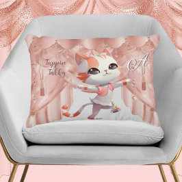 Leuke Tap Dancing Tabby Cat Custom Monogram Accent Kussen