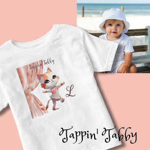 Leuke Tap Dancing Tabby Cat Custom Monogram Kinder Shirts