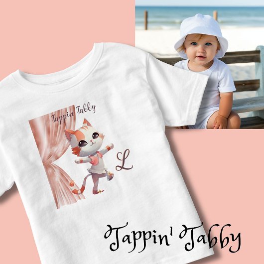 Leuke Tap Dancing Tabby Cat Custom Monogram Kinder Shirts