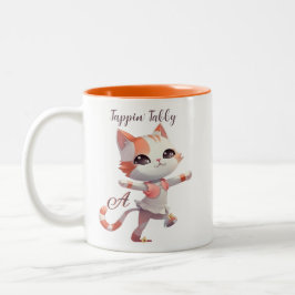 Leuke Tap Dancing Tabby Cat Custom Monogram Tweekleurige Koffiemok