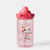 Leuke Tap Dancing Tabby Cat Custom Monogram Waterfles (Achterkant)