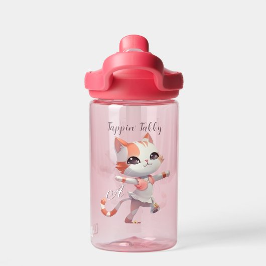 Leuke Tap Dancing Tabby Cat Custom Monogram Waterfles (Achterkant)