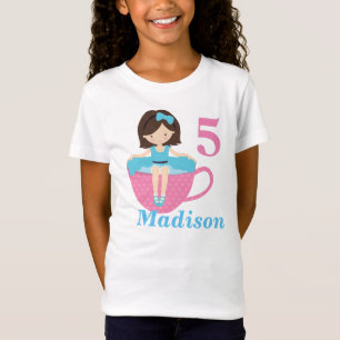 Leuke Tea Party Verjaardags Meisje Aangepaste Kind T-shirt