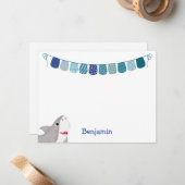 Leuke Teal en Blauwe Haaien Kinderen Notitiekaart Notitiekaartje (Voorkant / Achterkant in situ)