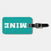 Leuke Teal Witte MINE Gepersonaliseerde Bagage Lab Bagagelabel (Voorkant horizontaal)