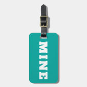 Leuke Teal Witte MINE Gepersonaliseerde Bagage Lab Bagagelabel (Voorkant verticaal)