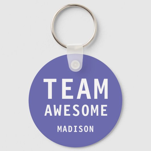 Leuke Team Geweldige Paarse Gepersonaliseerde Naam Sleutelhanger (Voorkant)