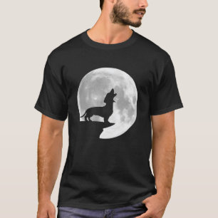 Leuke teckel Howling Volle Maan Halloween T-shirt