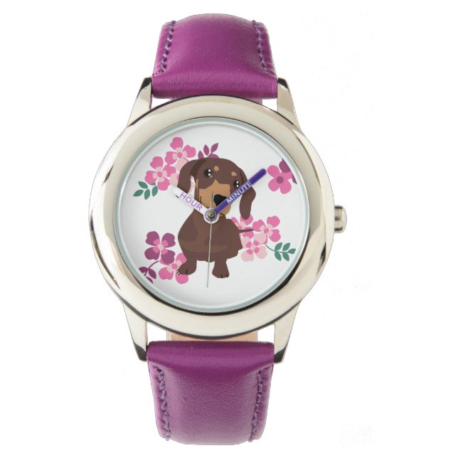 Leuke teckel weiner hondenworst hondenhorloge horloge (Voorkant)